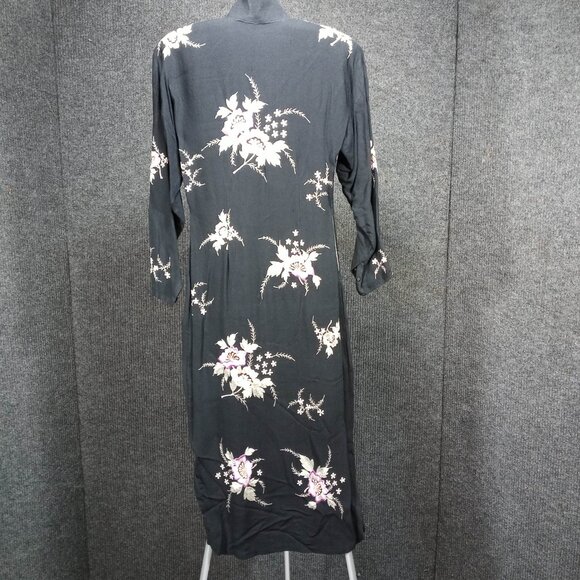 1930's Black Wool Flower Embroidered Sheath - Picture 5 of 9